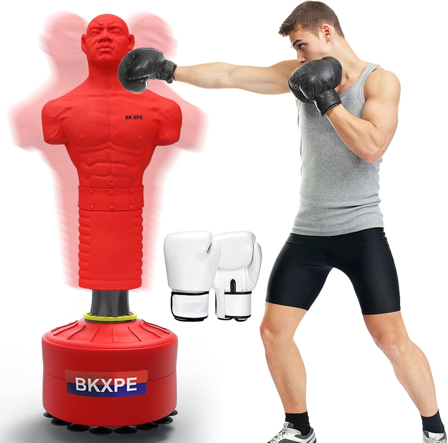 Bob Punching Dummy, Durable Silicone Punching Bag with Large Stable Base for Adults & Kids, Freestanding Training Target for Boxing, Taekwondo, MMA, Home Gym