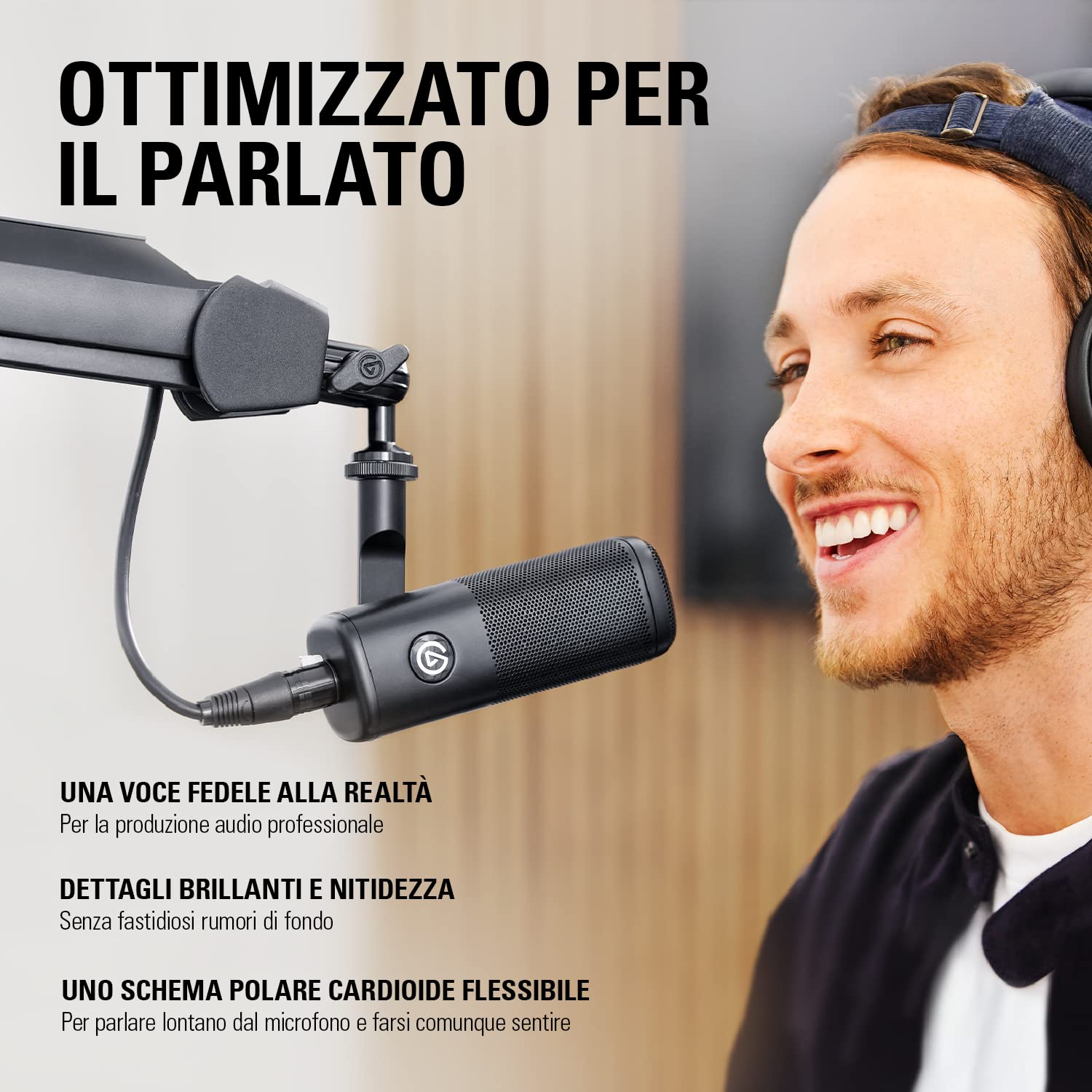Elgato Wave DX - Microfono XLR dinamico, schema cardioide, riduzione rumore, ottimizzato per la voce per podcast, streaming, trasmissioni, non richiede amplificatori, per tutte le interfacce, Mac, PC