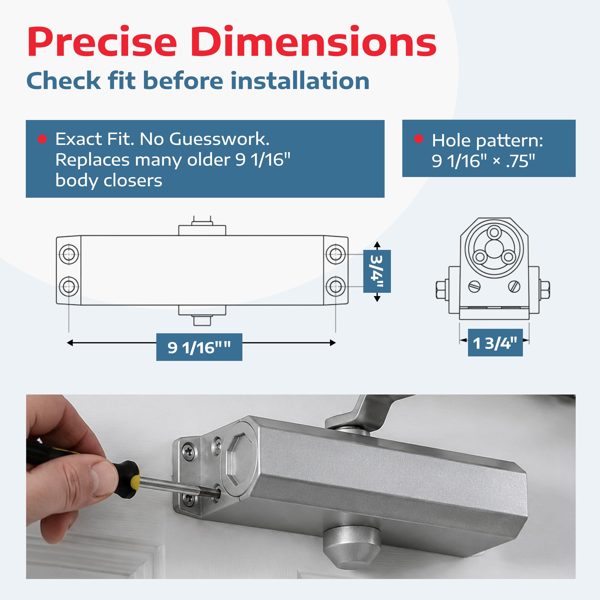 A1 ProGuard Ferme-porte automatique très résistant, charnières de porte à fermeture automatique homologuées UL Grade 1, ferme-porte commercial à fort trafic, ferme-porte automatique, ressort