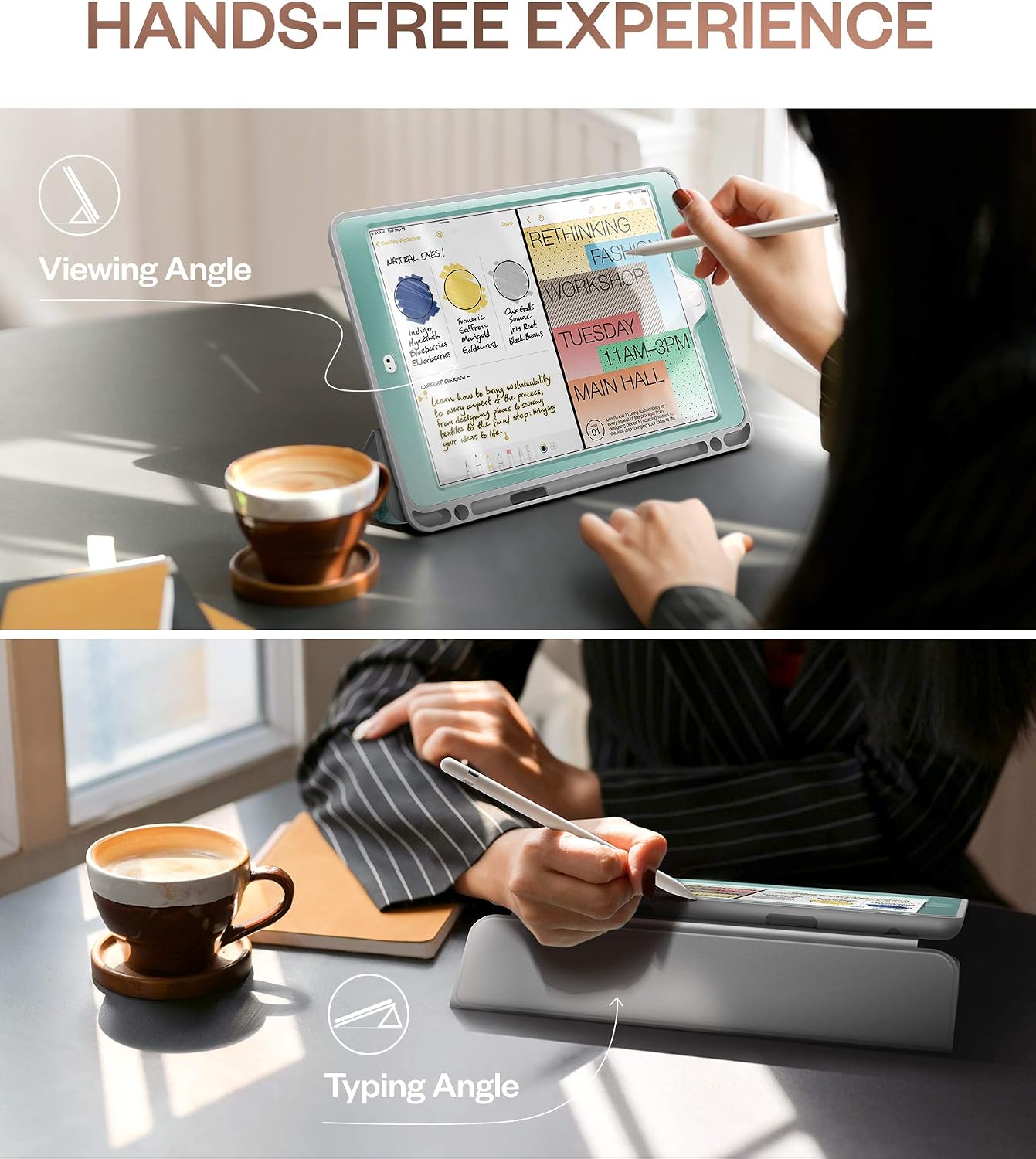 GVIEWIN Marble Case Compatible with New iPad 8th/7th Generation, Stylish Slim Protective 10.2-Inch Trifold Smart Case with Auto Sleep/Wake, Built-in Screen Protector & Pencil Holder (Agaria/Cyan)