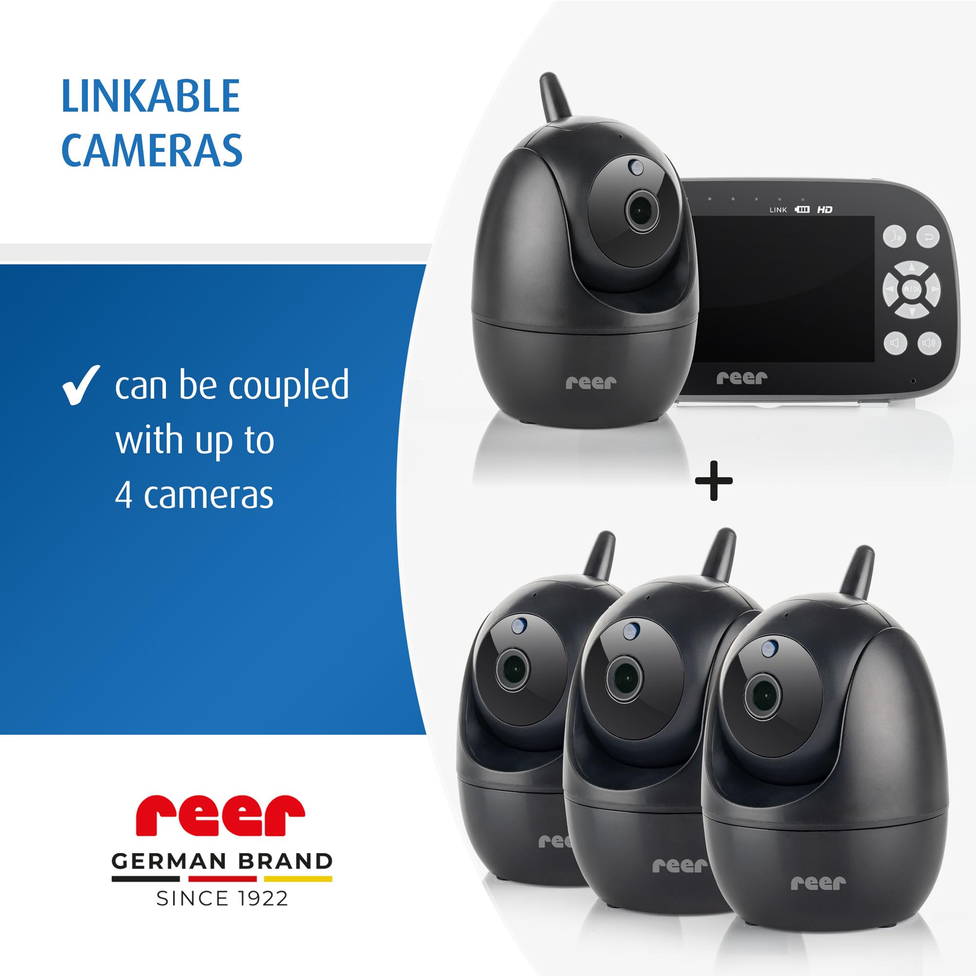 reer Dodatkowa kamera do 80520 BabyCam Pro HD Move | Kamera rozszerzająca | Szeroki kąt, wychylność i pochylenie | Widoczność w nocy | 4-krotny zoom