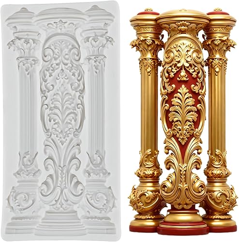 Vista 14 de Moldes de silicona estilo barroco con espirales, moldes de encaje, moldes de flores en relieve, molde de filigrana para decoración de pastel Estilo a