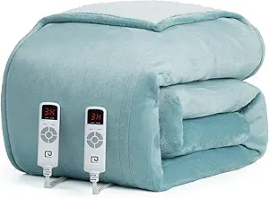 EHEYCIGA Electric Blanket Queen Size - 9 Heating Levels, 10 Hour Auto Off, Soft Cozy Sherpa, Dual Control, Fast Heating, 84 x 90 Inches