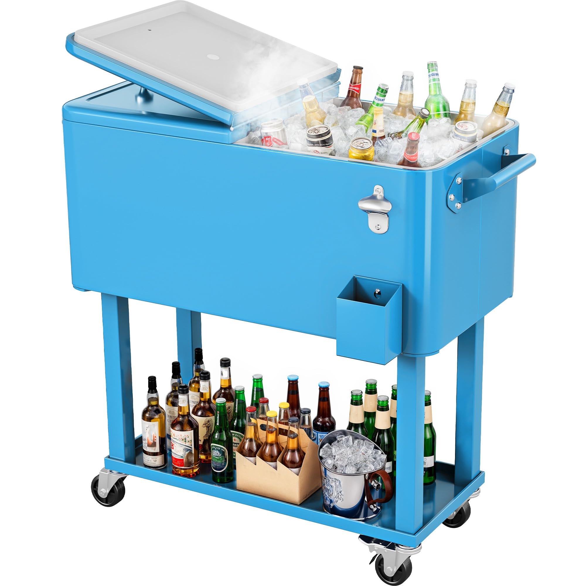 YITAHOME 80 Quart Rolling Cooler Cart, Patio Cooler Rolling on Wheels