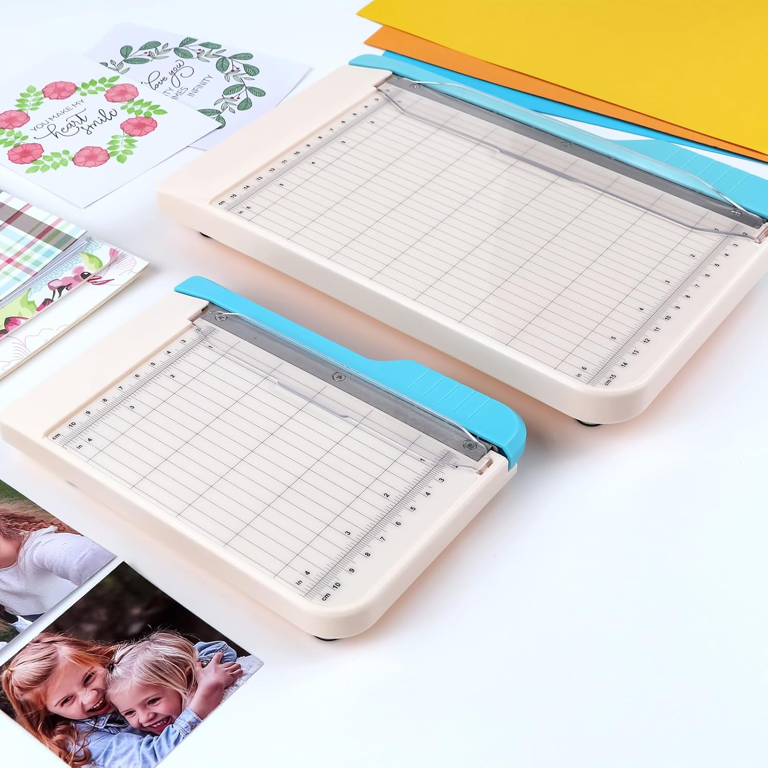 Guillotine Paper Trimmer, 9" Portable Precision Paper Cutter for Crafting Photos & Scrapbooking (Tissue/Felt/Cardstock) with Grid Alignment & Smudge Guard -Self-Sharpening Blade, Dual Measuring Scales