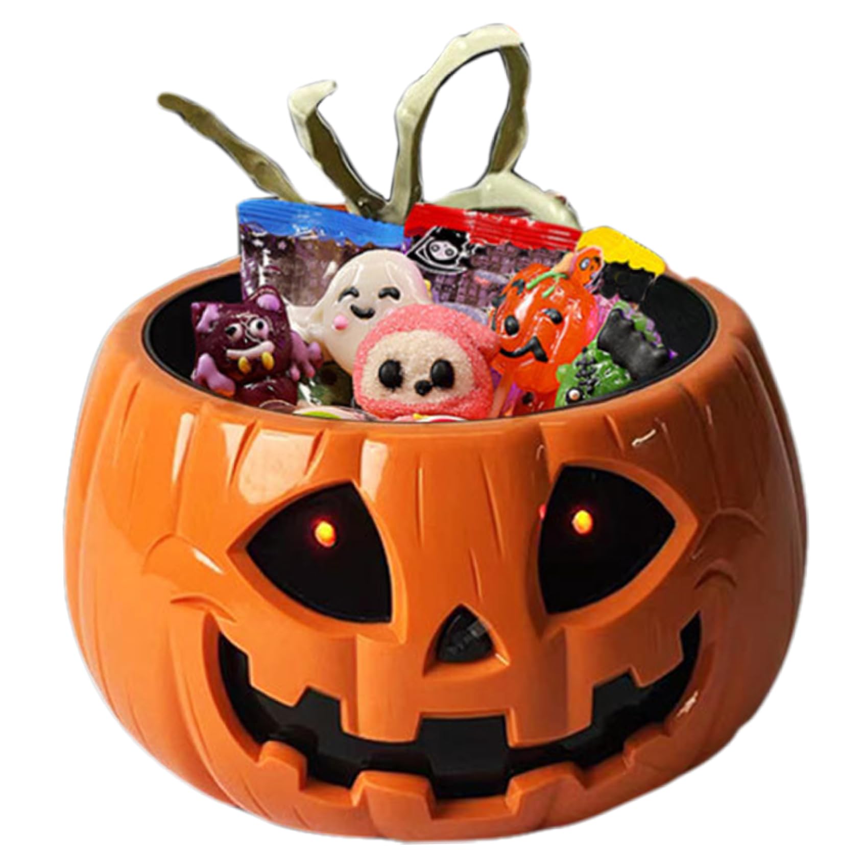 CNAFGBGG Halloween Candy Bowl, Motion Activated, Orange, 10in.