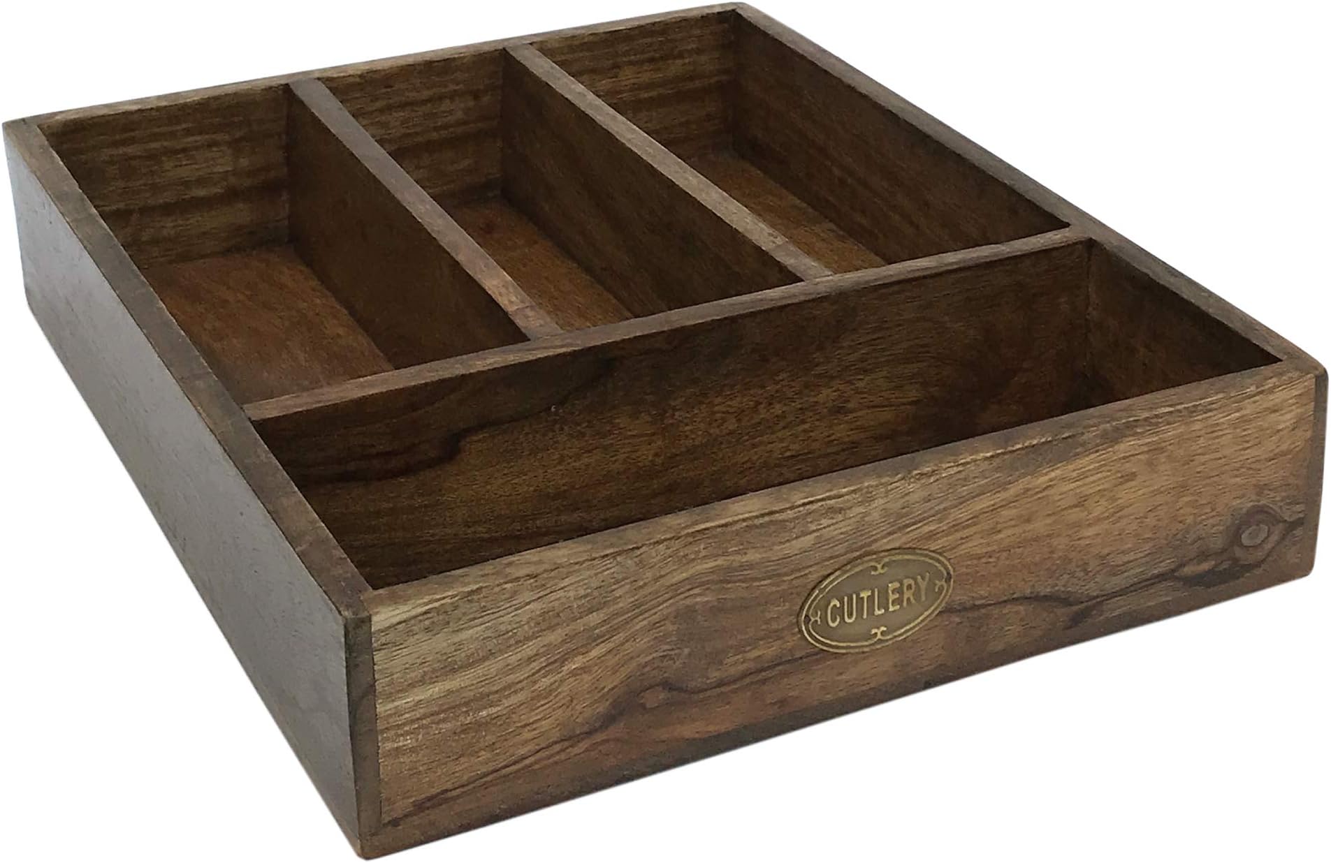 marymarygardens Polished Solid Natural Wooden Cutlery Tray