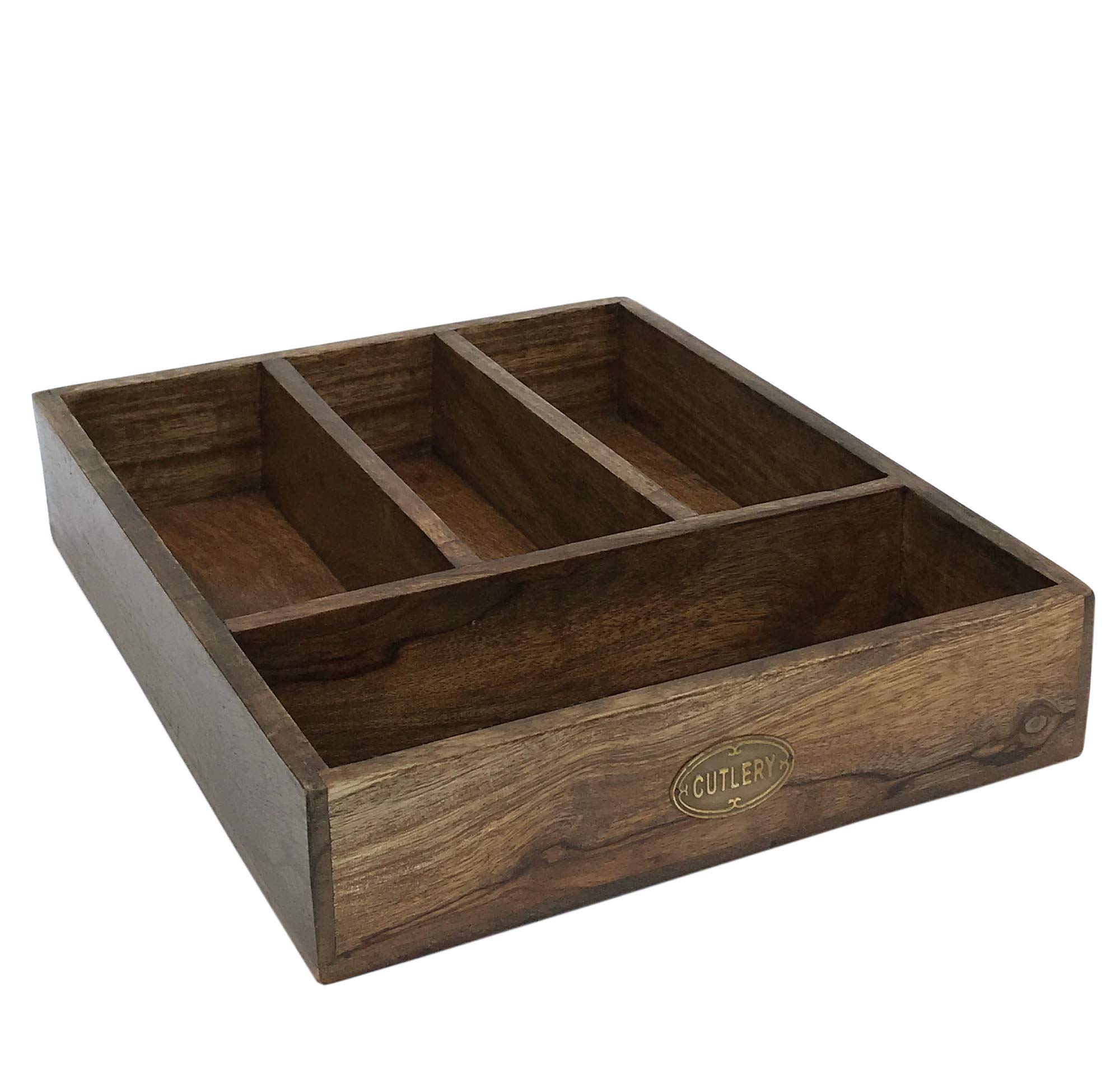 marymarygardens Polished Solid Natural Wooden Cutlery Tray
