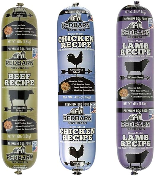 Redbarn Dog Food Rolls Variety Bundle 3 Flavors (Lamb, Beef, and