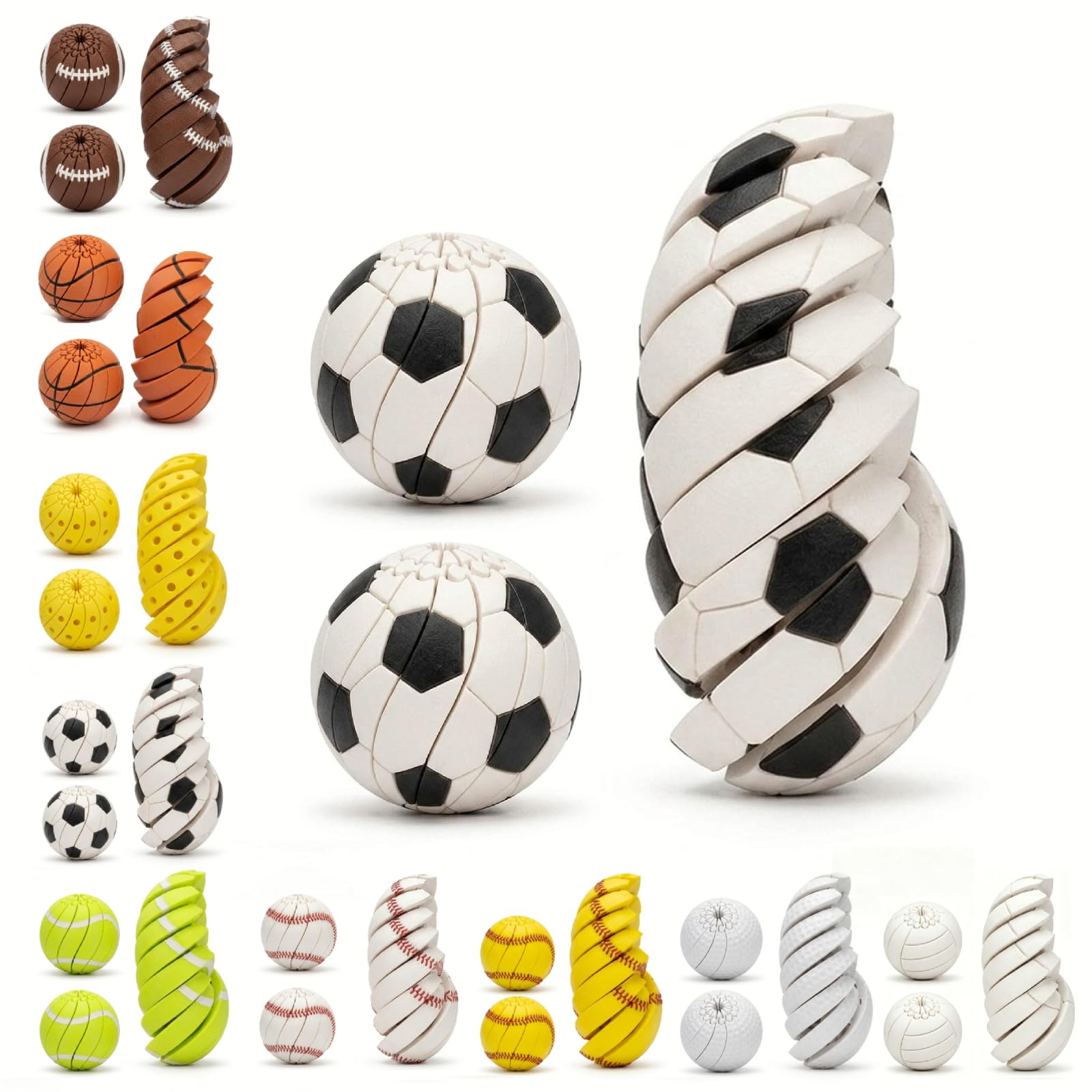 ​Football Fidget Spinner, Baseball Spinner, 3D Printed Fidget Ball, 2PC Stress Relief Toy, Interactive Twisted Sphere, Focus Enhancement, Desk Toy for Kids and Adults-football