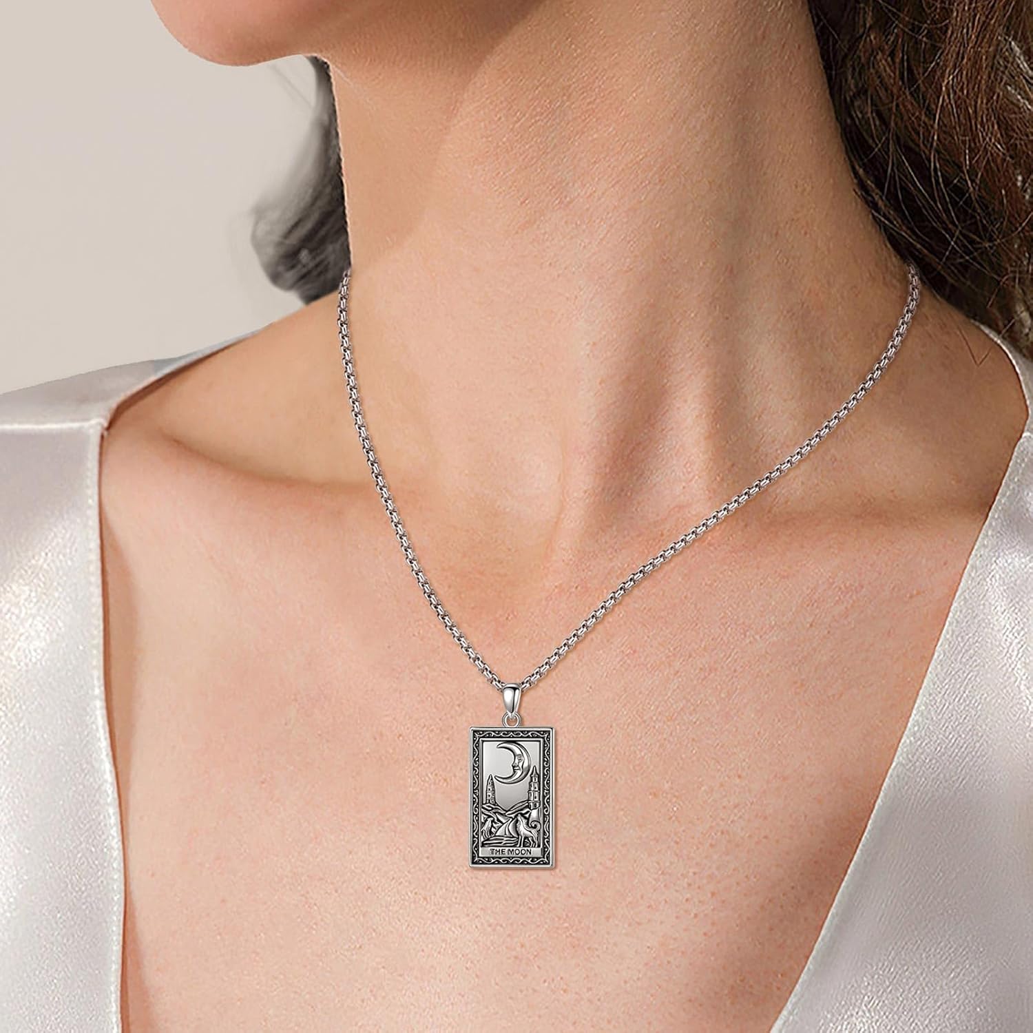 CELESTIAL Tarot Card Necklace Square Pendant Necklaces Tarot Necklace Vintage Luck Amulet Pendant Christmas Birthday Gifts for Women Men Unisex - Image 6