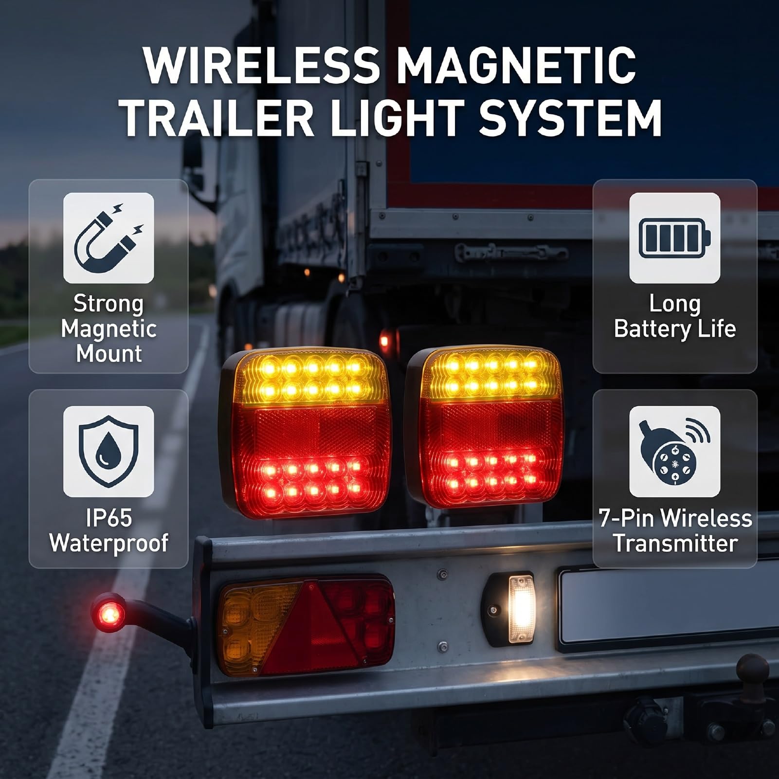 Kit Luce Rimorchio Wireless Magnetica Led Ip65 7 Pin