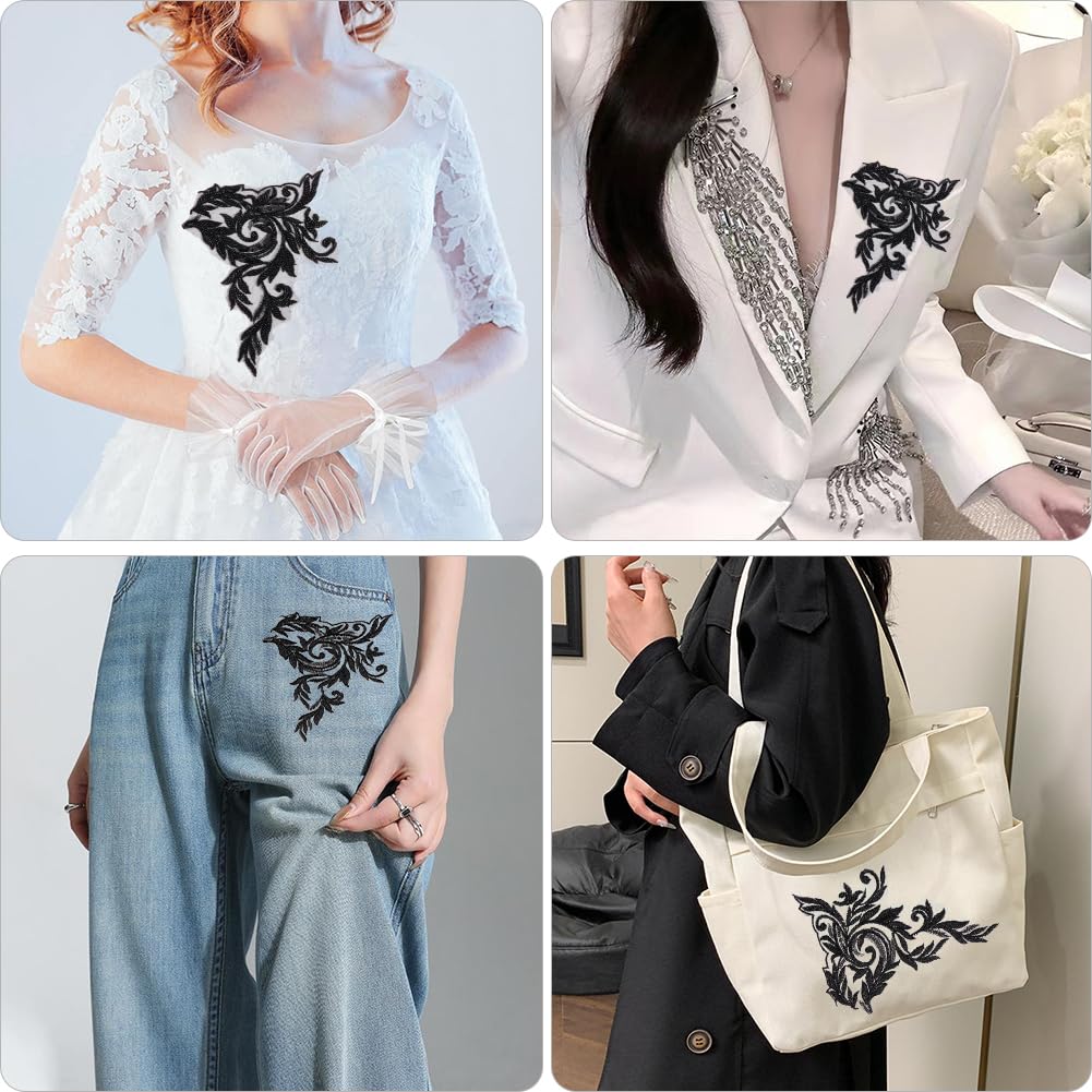 1 yard Tessuto di Pizzo con Ricamo Floreale Nero, Paillettes Lucide, Perline, Toppe di Paillettes, Da Cucire su Tulle, Rifiniture Vintage con Fiori per Cucire, Realizzare Abiti Da Sposa, Dec