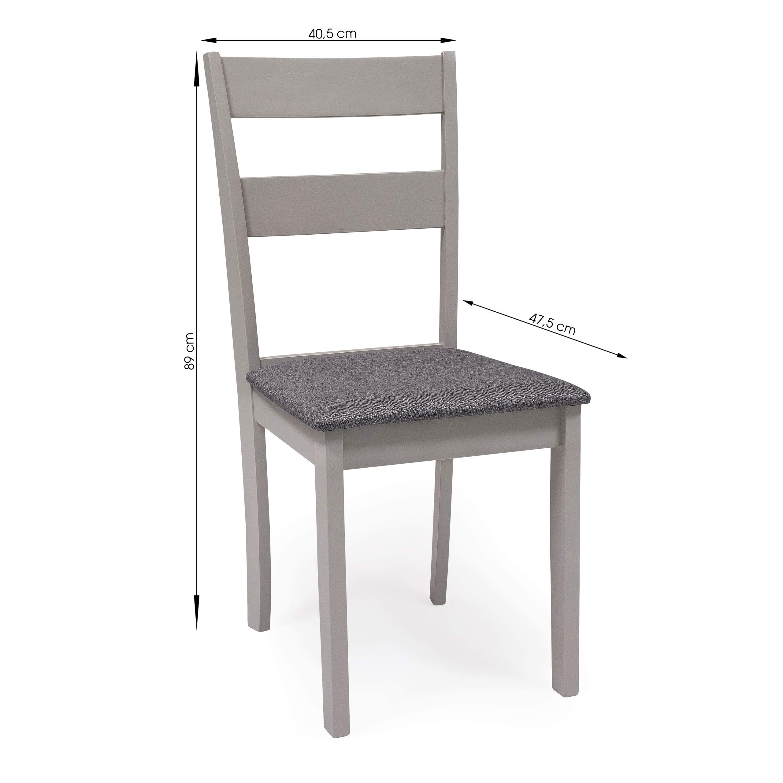 Homely - Conjunto de Comedor Dallas Grey | Mesa de Cocina Redonda Extensible de 90 cm (17,5/55 / 17,5) cm. | Mesa con 2 alas abatibles | 2 sillas de Cocina/Comedor de Madera Lacado en Gris