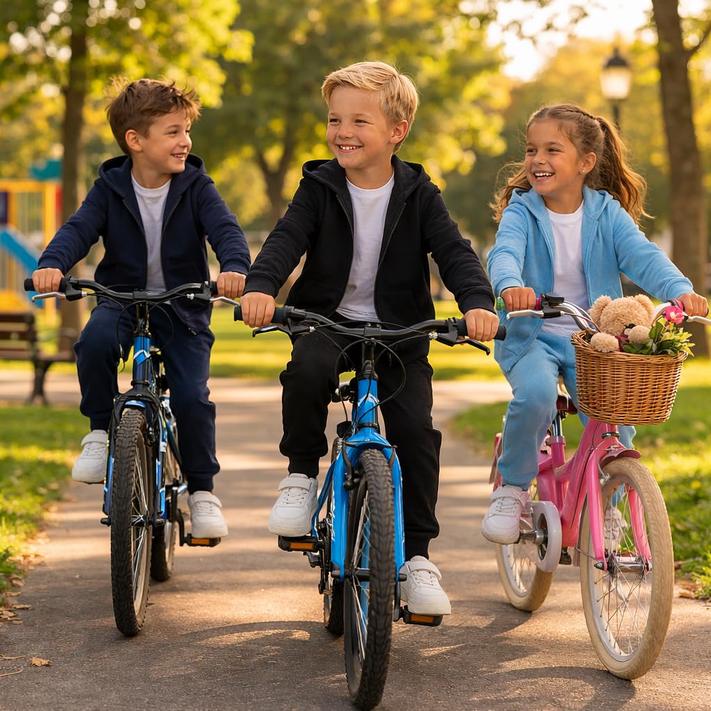 Tuta da ginnastica per bambini per ragazzi e ragazze, set unisex in pile con cappuccio e pantaloni da jogging, morbido, caldo e resistente, perfetto per scuola, sport e uso quotidiano, età 5-12 anni