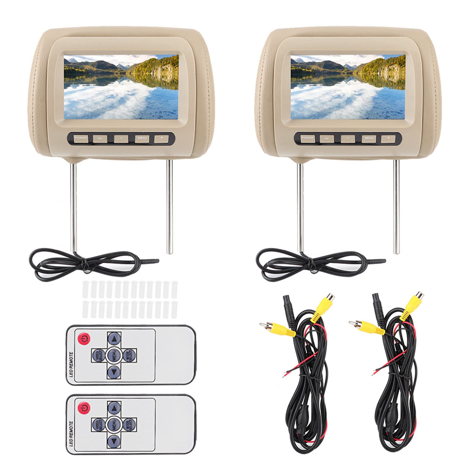 2 Monitor Universali Da 7 Pollici Per Poggiatesta Auto – Lettori MP5 Con Infrarossi E Uscita Cuffie (marrone)