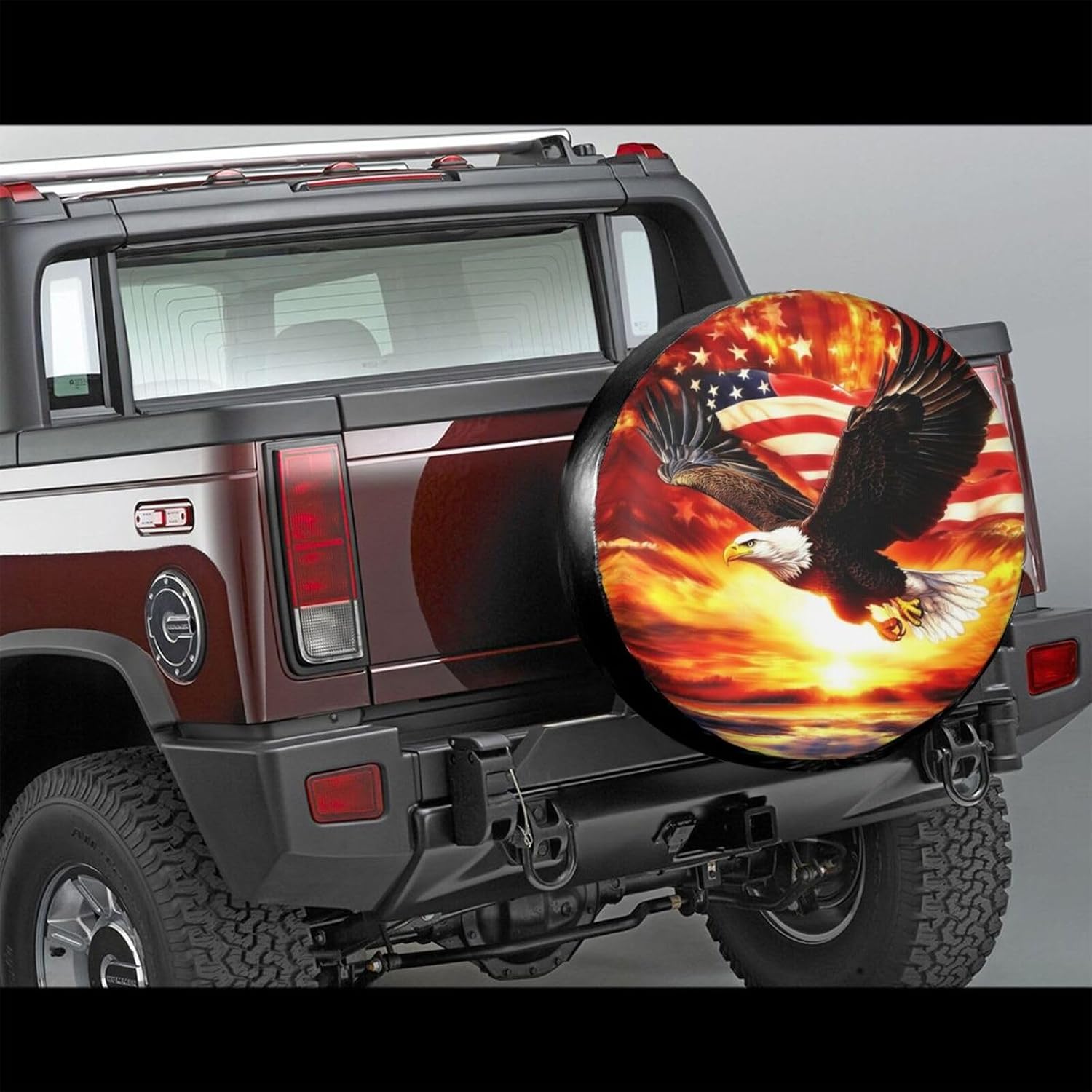 4th of July Spare Tire Cover,17 inch,Waterproof Polyester Wheel Protector,American Bald Eagle Flying Tire Covers Universal for Rv Suvs Trucks Travel Trailers,Independence Day Gifts