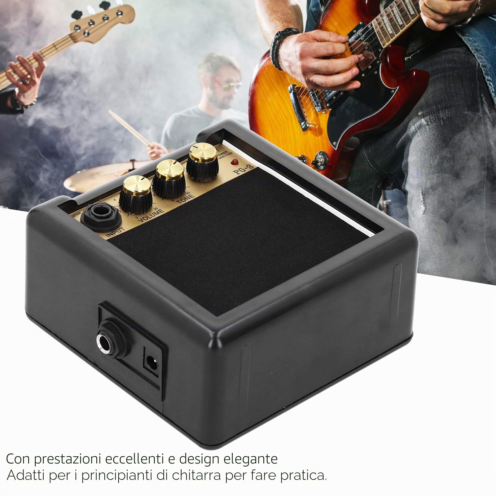 Amplificatore per chitarra, metallo + plastica Amplificatore portatile Alimentazione a batteria 9V Altoparlante per chitarra