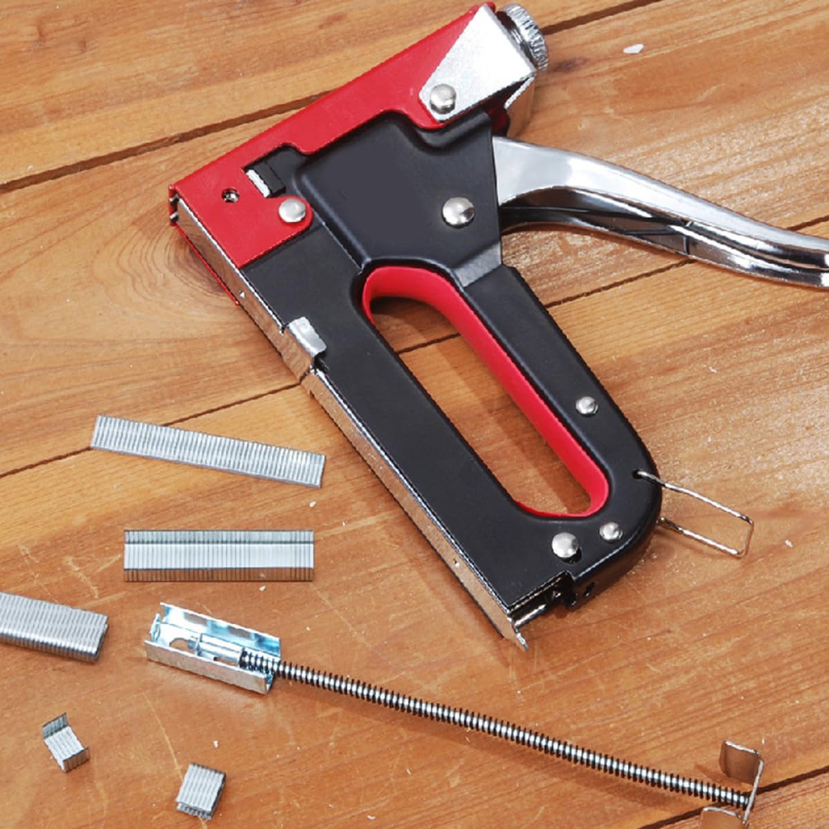 Hemobllo Sparachiodi Manuale Pesante 3 in 1 in Metallo, Strumento per Graffette, Impugnatura Ergonomica Ricurva, per Tappezzeria e Lavori di Fissaggio