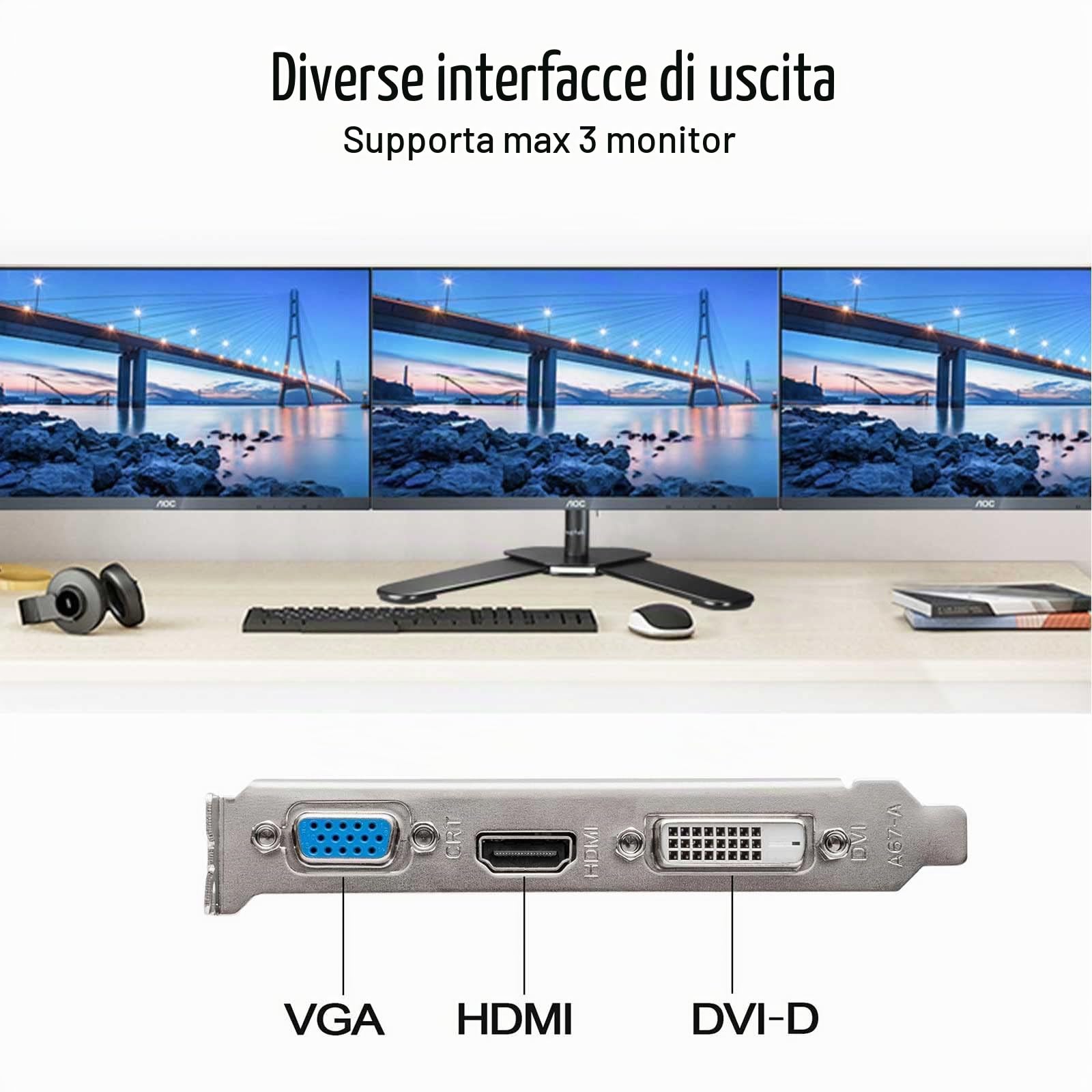 Radeon RX 550 Low Profile Scheda Video, 4GB, GDDR5, 128-bit, VGA DVI-D HDMI, Video Card PC Gaming, 4k Displays, Computer GPU, SFF Small Form Factor (includere mini staffa)
