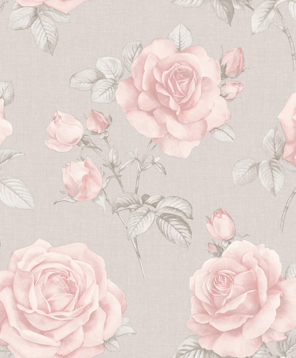 Belgravia Grey / Pink 9766 Rosa Floral Wallpaper Grey/Pink