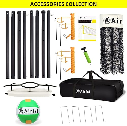 Miniatura 8 de Juego de red de voleibol portátil, red de voleibol profesional para patio trasero y playa, red de voleibol al aire libre con postes de altura