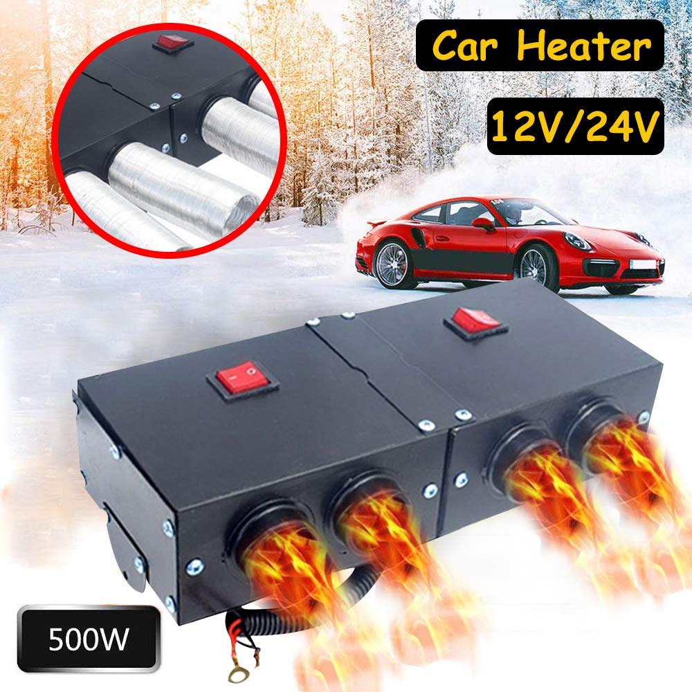 Kit de chauffage de voiture Riloer dégivrage de ventilateur de chauffage rapide haute puissance dégivreur pour pare-brise d'automobile dégivreur de pare-brise d'hiver 24 V 500 W