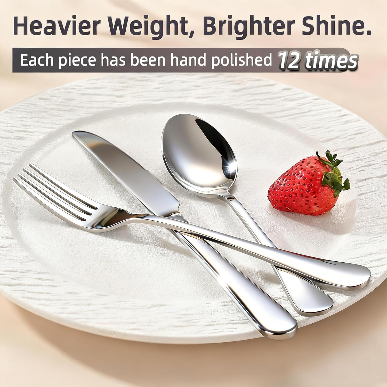 60 Piece Bulk Silverware Set for 20, Stainless Steel Heavy Forks Spoons and Knives Set, Mirror Finish Flatware Dishwasher Safe for Family Picnics Daily Gatherings