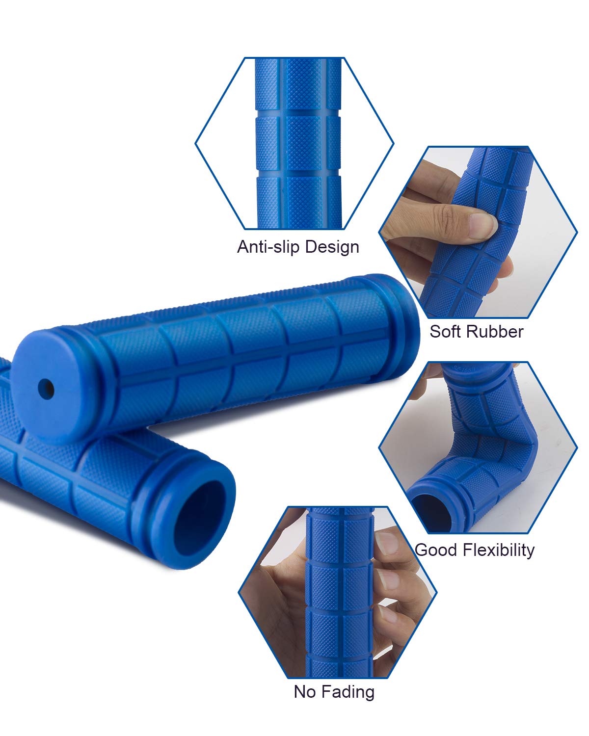 Bicycle Handlebar Grips, MSDADA Soft Rubber Bike Handles Grip for Kids Bike/Scooter/BMX/MTB/Push