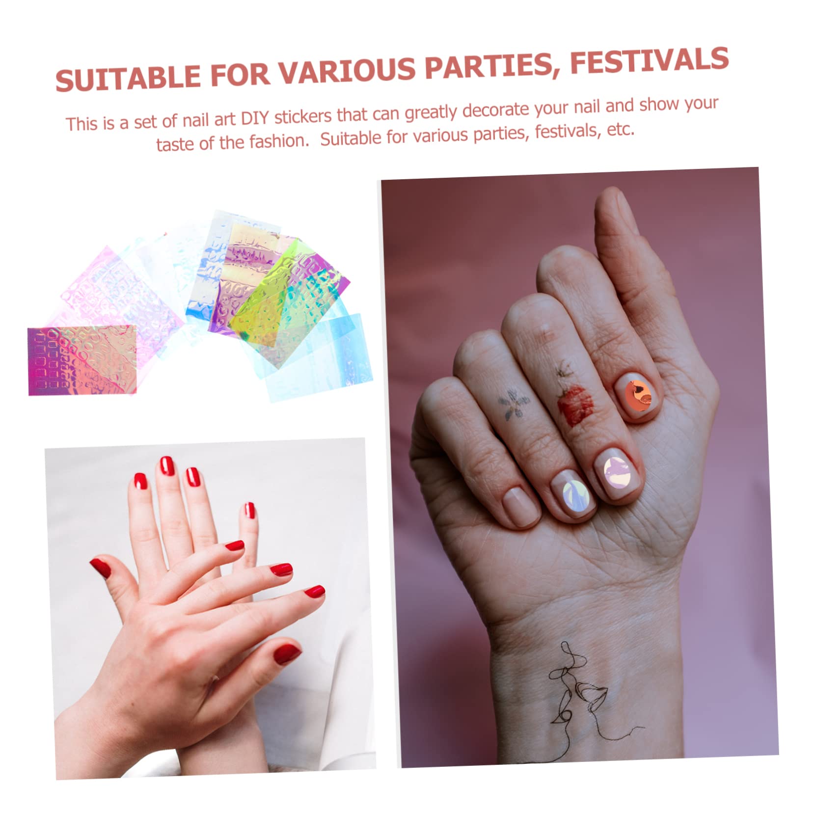 Healeved 55fogli Adesivi Per Unghie Trasparente Di Nail Art Manicure Effetto Iridescente Per Decorazioni Feste e Occasioni Speciali
