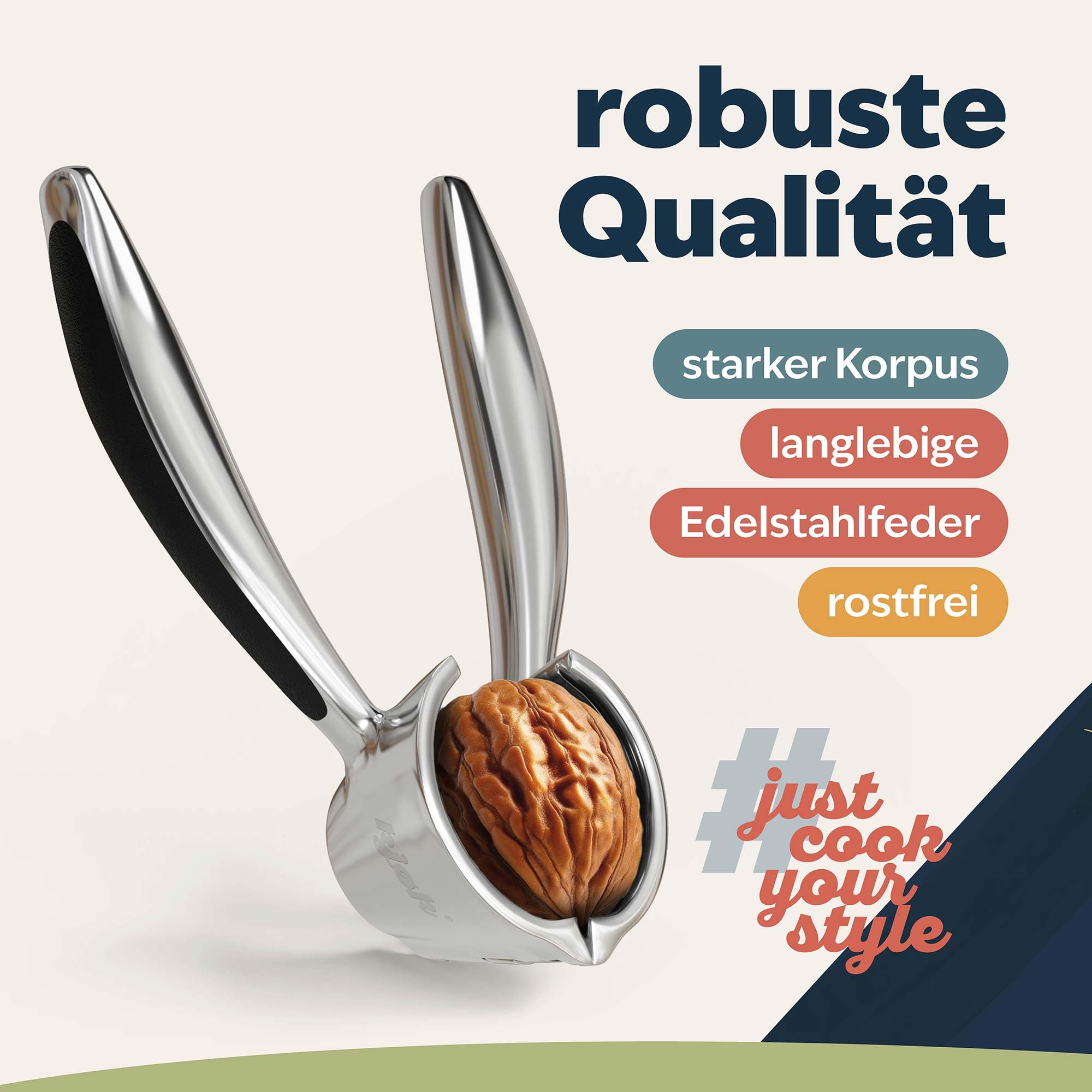 kjøk Casse-noix en métal pour noix et noisettes – Casse noix robuste de 350g – Nutcracker en alliage de zinc chromé – Ouvre-Noix résistant et durable | Casse en qualité premium kjøk – robuste, durable et facile au quotidien