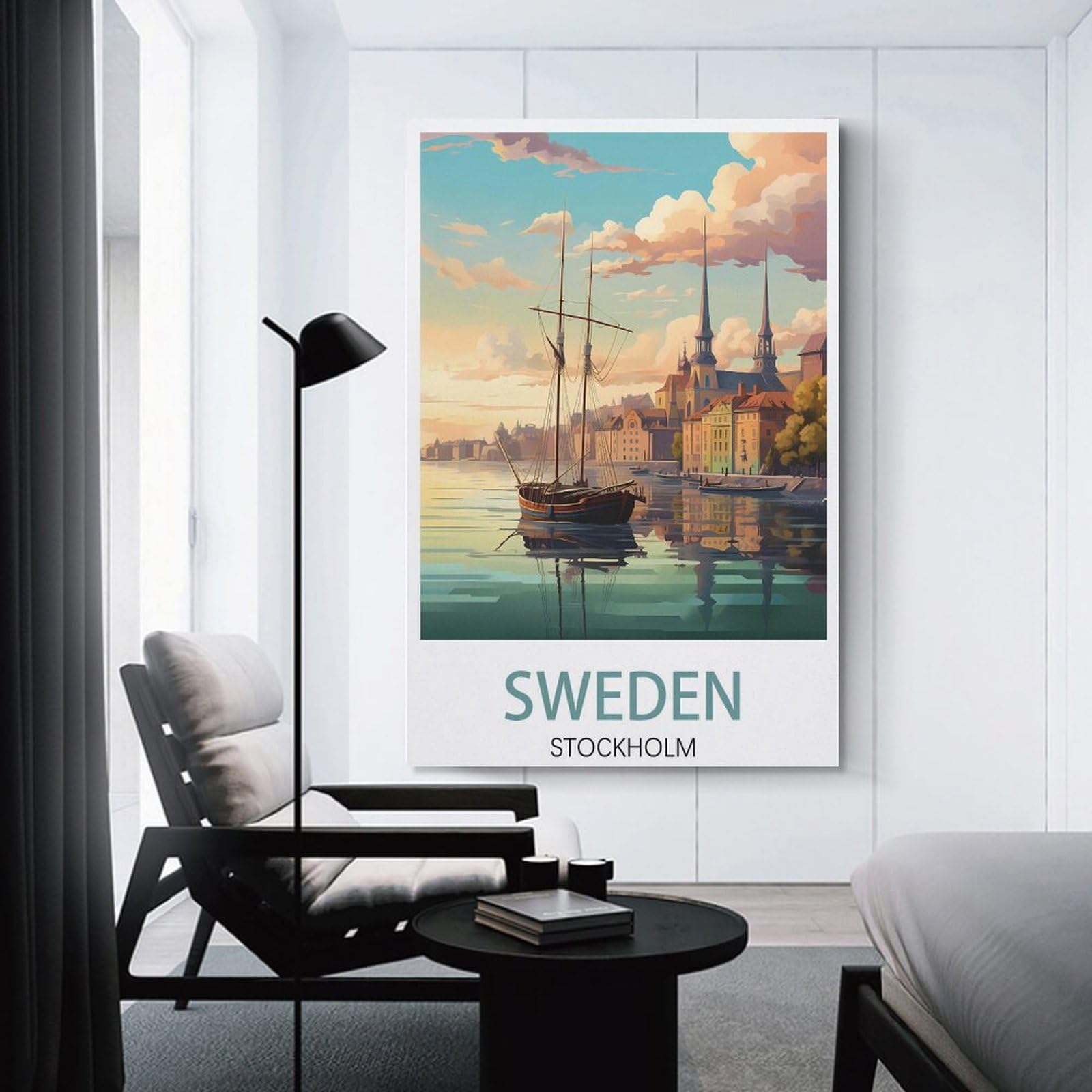 Poster Vintage Sur Toile Stockholm Suède - Paysage Urbain 20x30 Cm Pour Décoration Intérieure