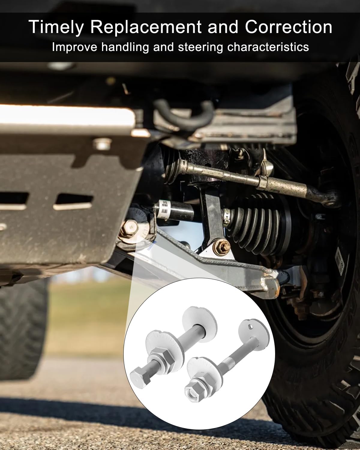 Lower Control Arm Cam Bolts Kit Fit for Toyota Tacoma 4Runner FJ Cruiser 2010-2022, Front Alignment Camber Toe Adjustment Bolts, 4 Pack for 2 Side