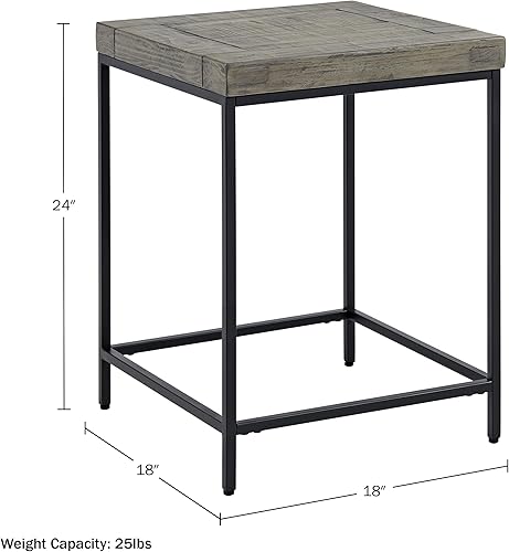 Miniatura 2 de Lavish Home, Mesa auxiliar moderna industrial gris, 45.72cmde largo x 45.72cmde ancho x 24.0 in