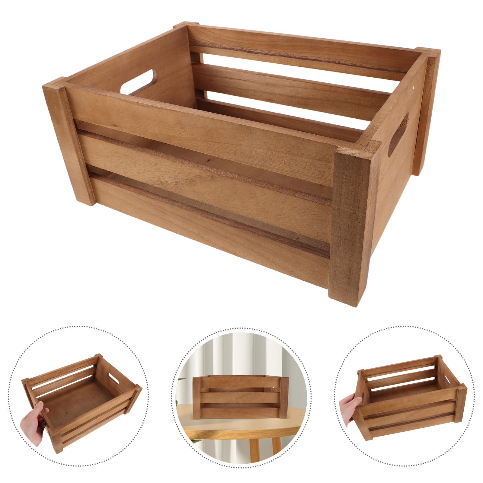 Cabilock Scatola Porta Dischi in Legno Rettangolare Grande 35x25x15 Cm, Contenitore per Vinili e Album, Supporto per Archiviazione di Dischi in Vinile per Uso Domestico e Collezionisti