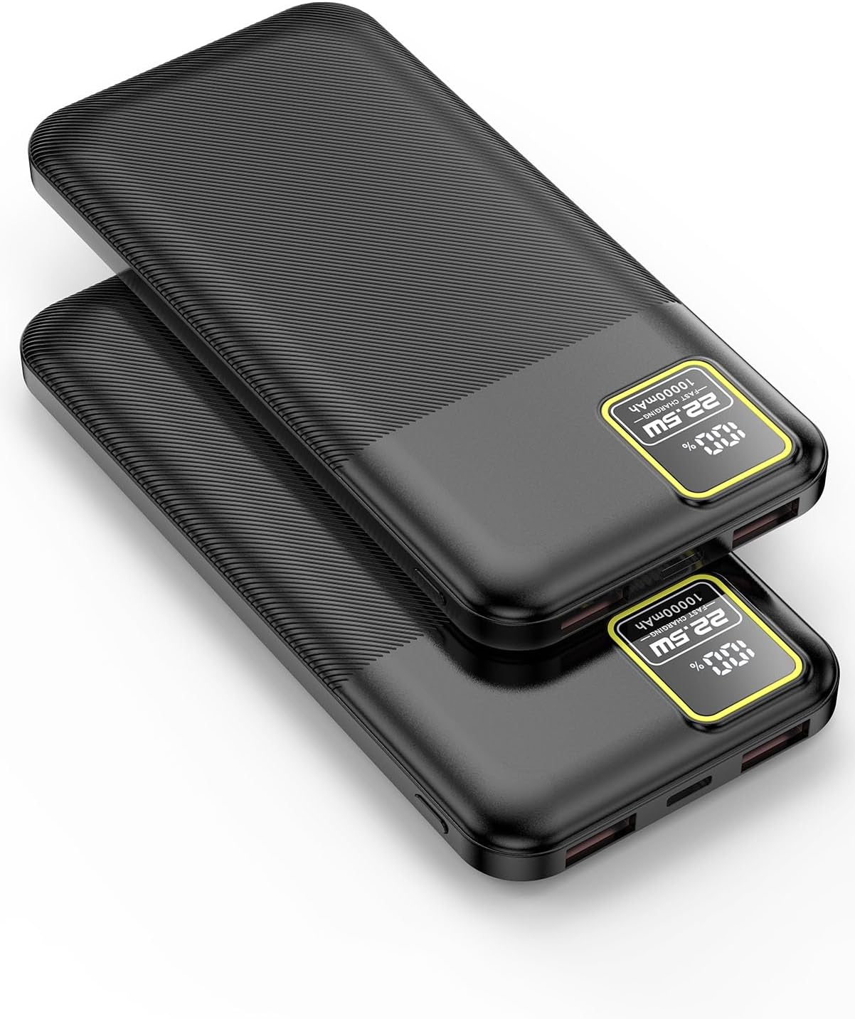 YUMGOOD 2-Pack Power Bank 10000mAh Portable Charger PD 22.5W Fast Charging Battery Pack powe Bank for iPhone, Phone PowerBank USB C Input & Output(Black 2 Pack, 22.5W Fast Charge Power Bank)