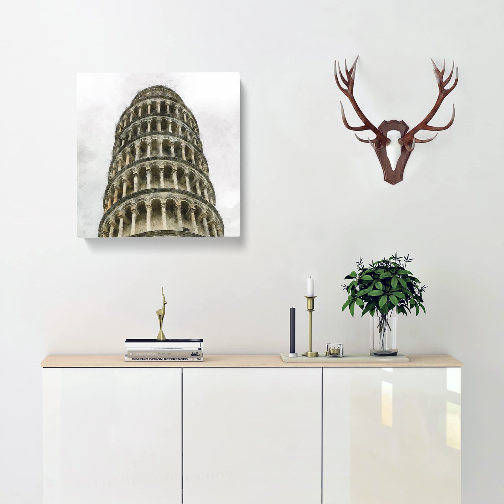 Leaning Tower Of Pisa Vol.1 Canvas Print, Mixed, 35L x 35W cm - Image 2