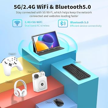 Byybuo 10.1 inch Android 15 Tablet With Case, 8GB RAM + 64GB ROM + 1TB TF