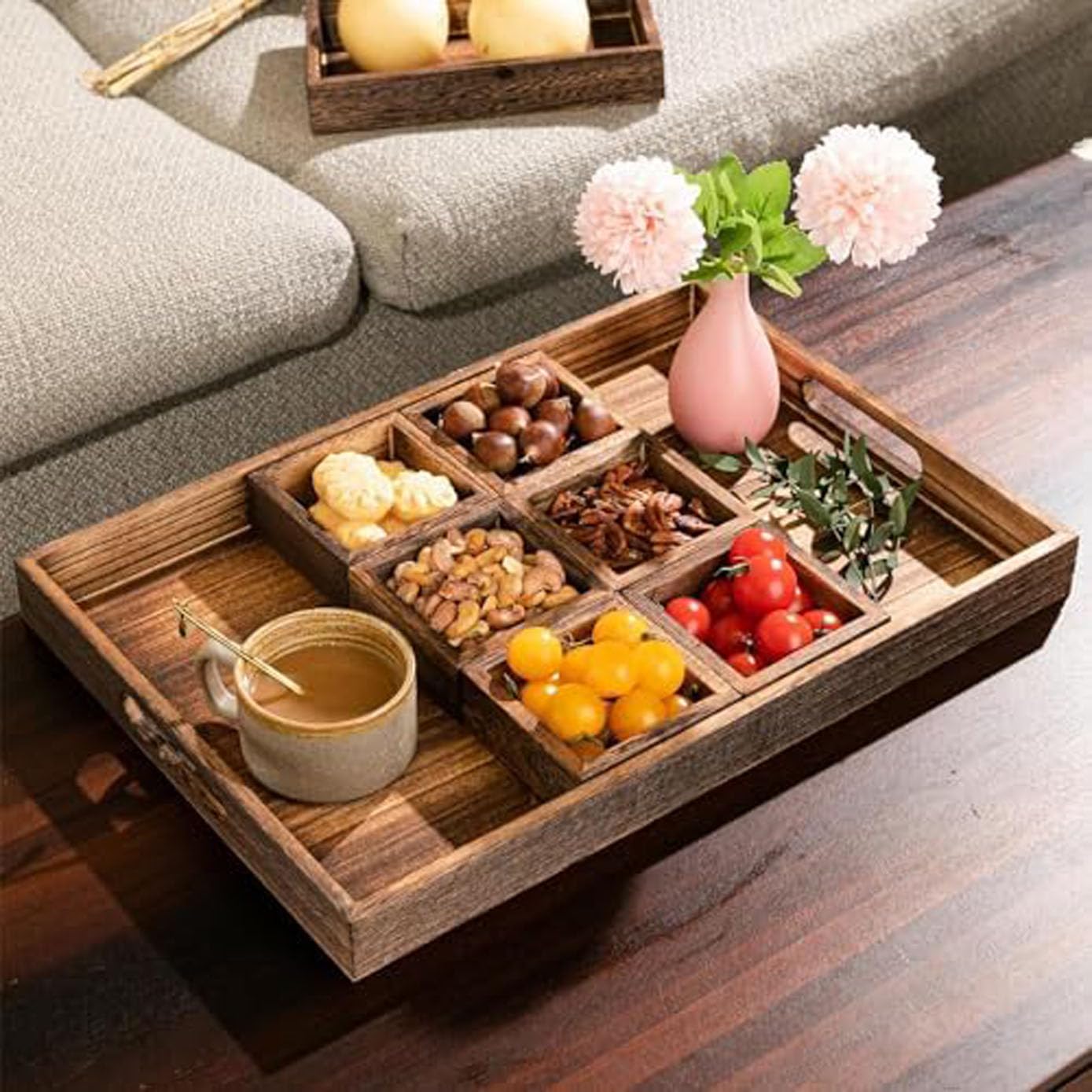 See full amazon price history chart for Hamdan Wooden Serving Tray with Handles, Rectangular with 8 compartments,Ottoman Tray for Living Room,are Used for Coffee Table,Sofa(Brown) Hamdan Wooden Serving Tray with Handles, Rectangular with 8 compartments,Ottoman Tray for Living Room,are Used for Coffee Table,Sofa(Brown) (B0D25HFVJD) Amazon Price History, Amazon Price Tracker