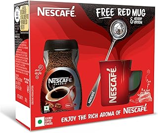 Classic Ground Coffee Jar, 200 g with Free Red Mug and Scoop Spoon