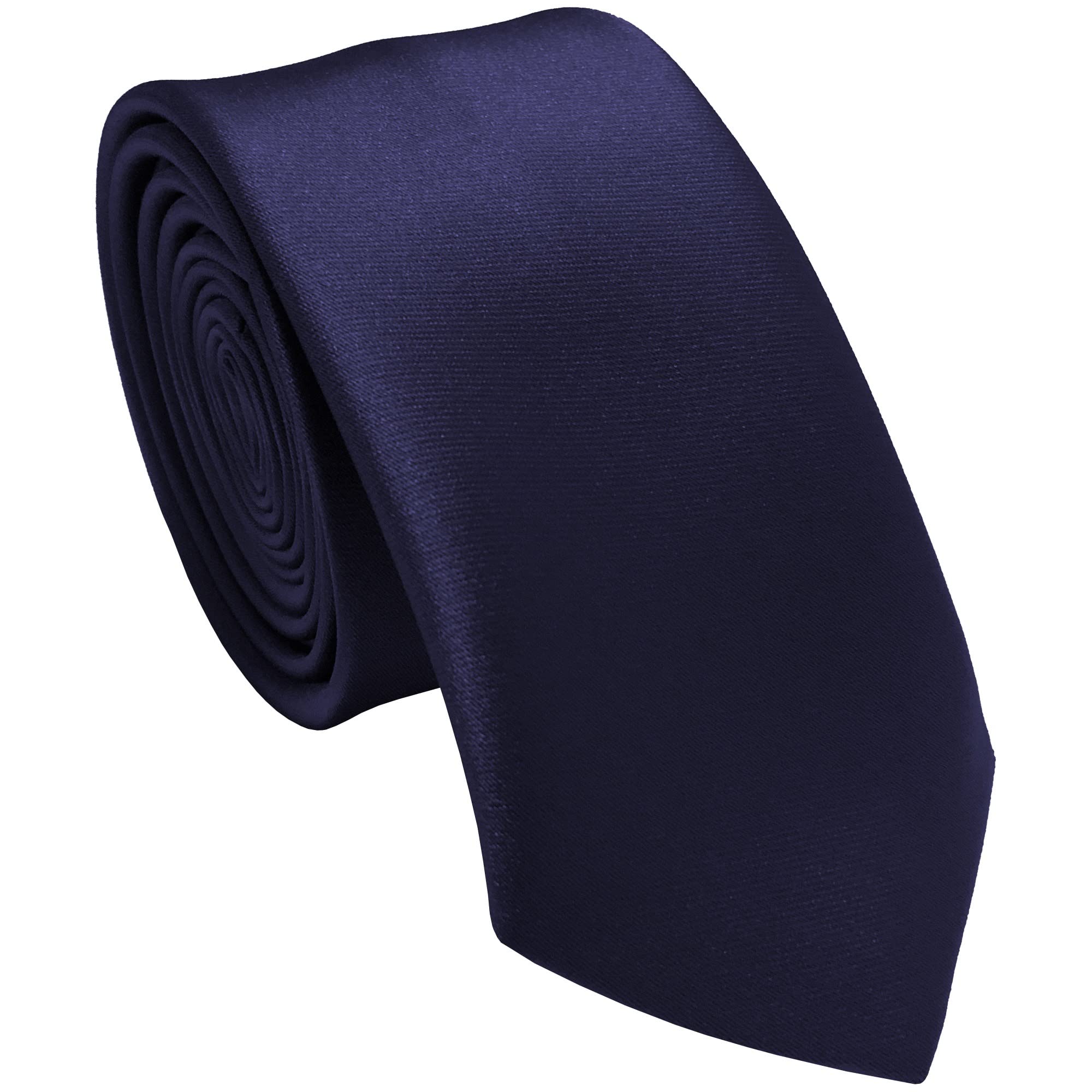 Great British Tie Club Men's Satin Skinny Ties Navy Blue