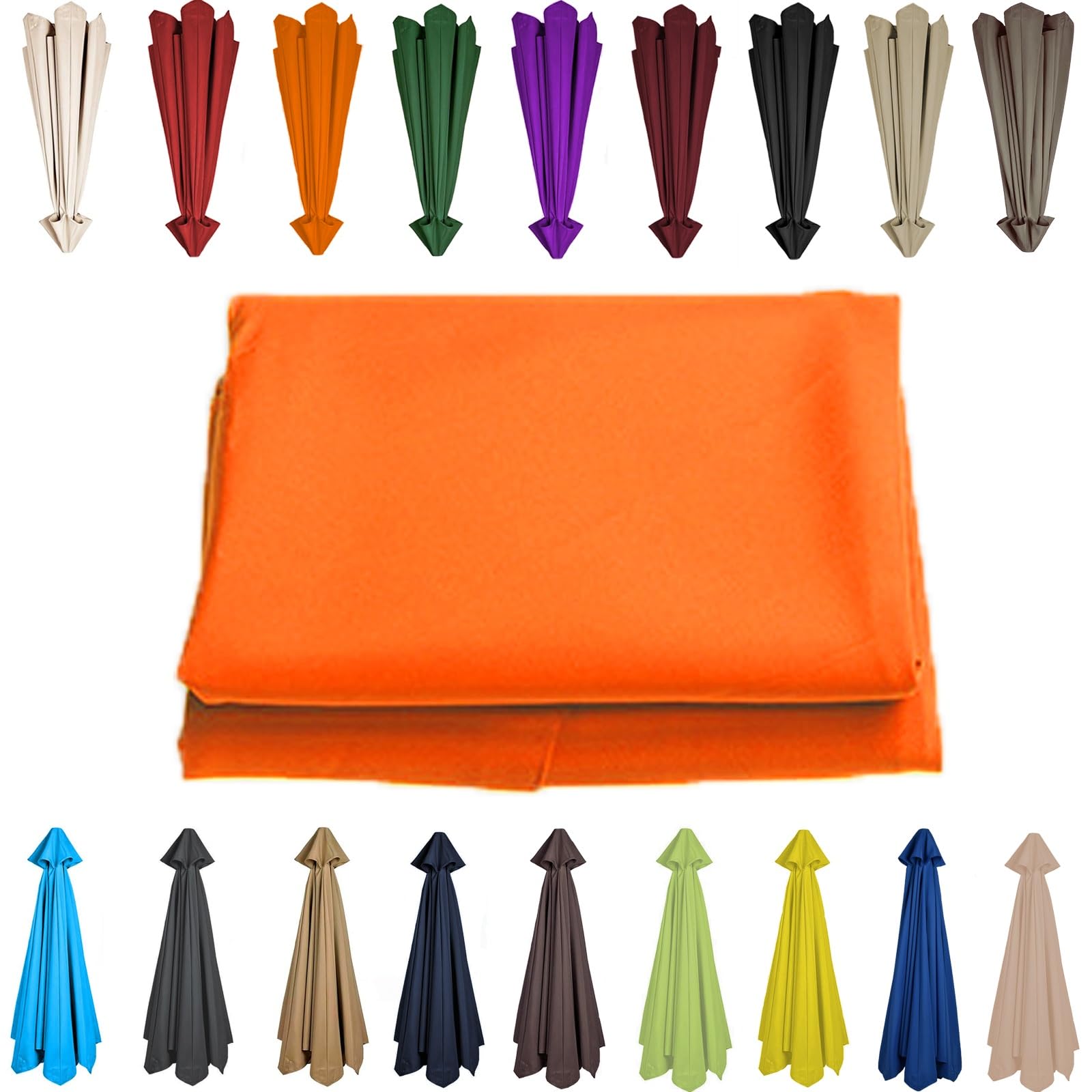 200/230/250/270/280/300/350 CM Parasol Top Fabric Cover Sunshade Cloth 6 8 Ribs Anti-Ultraviolet Patio Umbrella Replacement Cloth Garden Parasol Canopy Anti-UV(Orange,8 RIBS: 230CM/7.5FT) — image 1