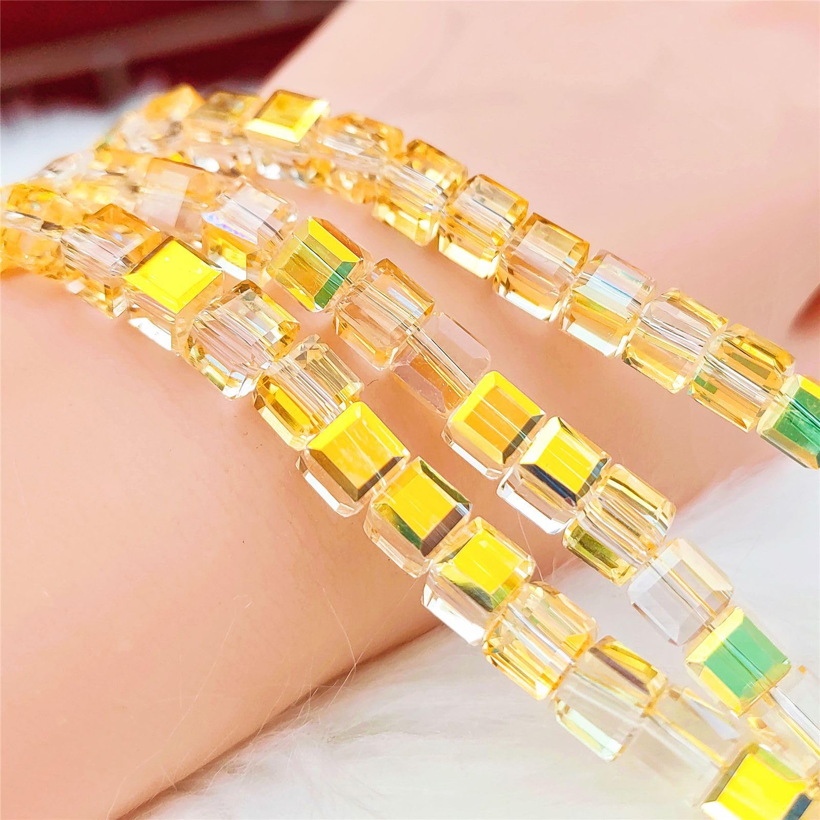 Wielokolorowe koraliki kryształowe Bicone do samodzielnego tworzenia biżuterii - zestaw wysokiej jakości szklanych koralików 2-10 mm(Brilliant Gold,3mm about 490 PCS)