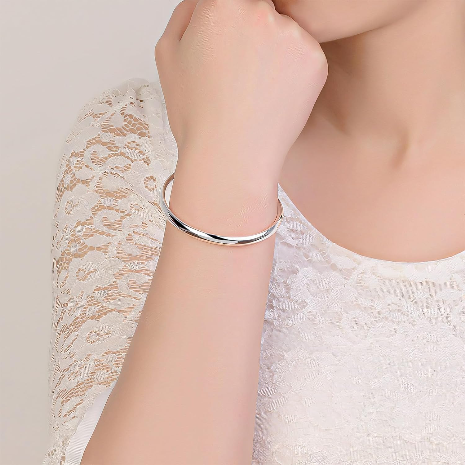 Handmade 925 Sterling Silver Beads Bangle Bracelet Fashion Jewelry Simple Adjustable 925 Silver Cuff Bangles for Women - Image 3