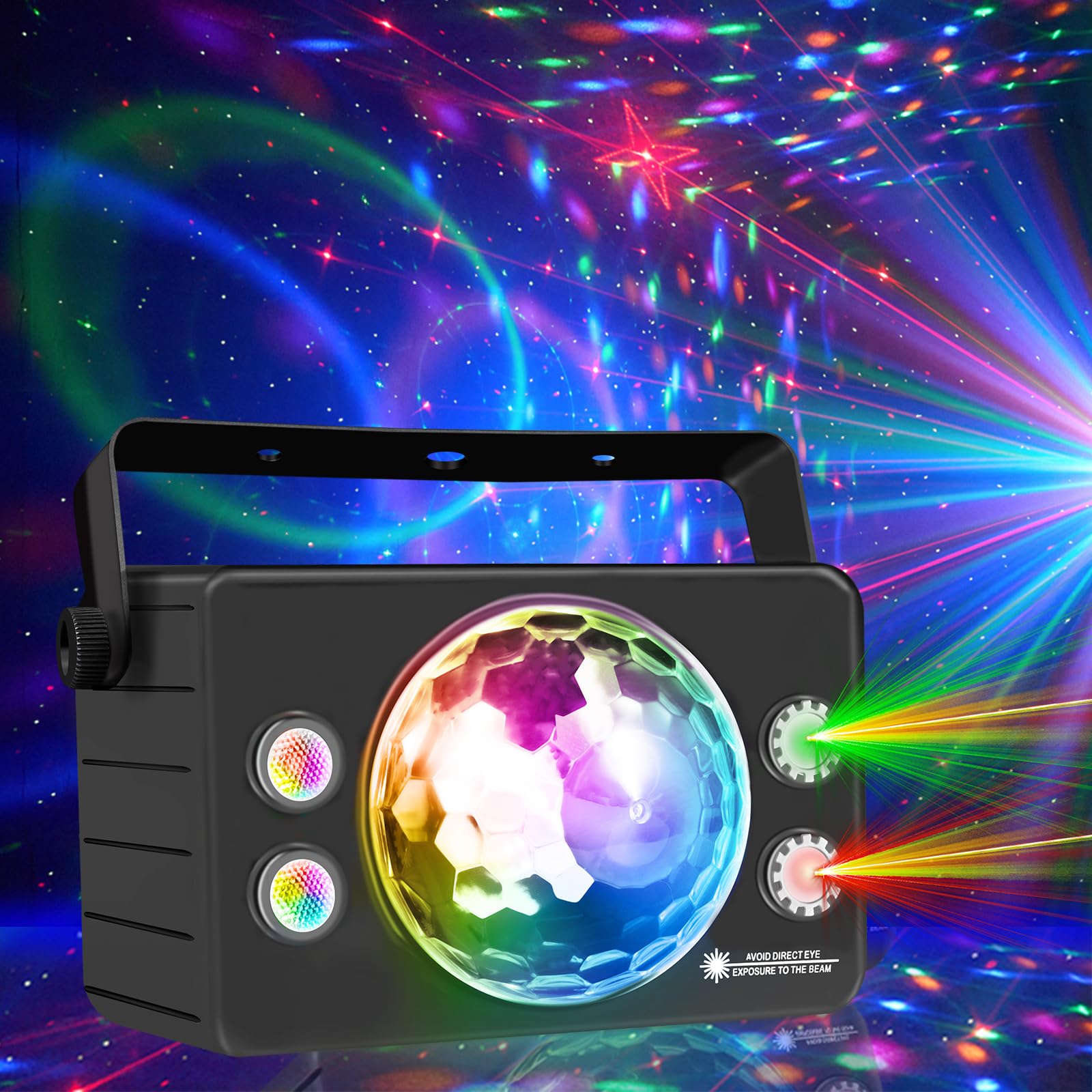 Yinpkteo Discokugel-DJ-Party-Lichter für den Innenbereich, LED-Licht, 6 Farben, geräuschaktiviertes Stroboskoplicht für drinnen und draußen, Tanzfläche, Partys, Geburtstag, Rave, Zuhause, Karaoke,