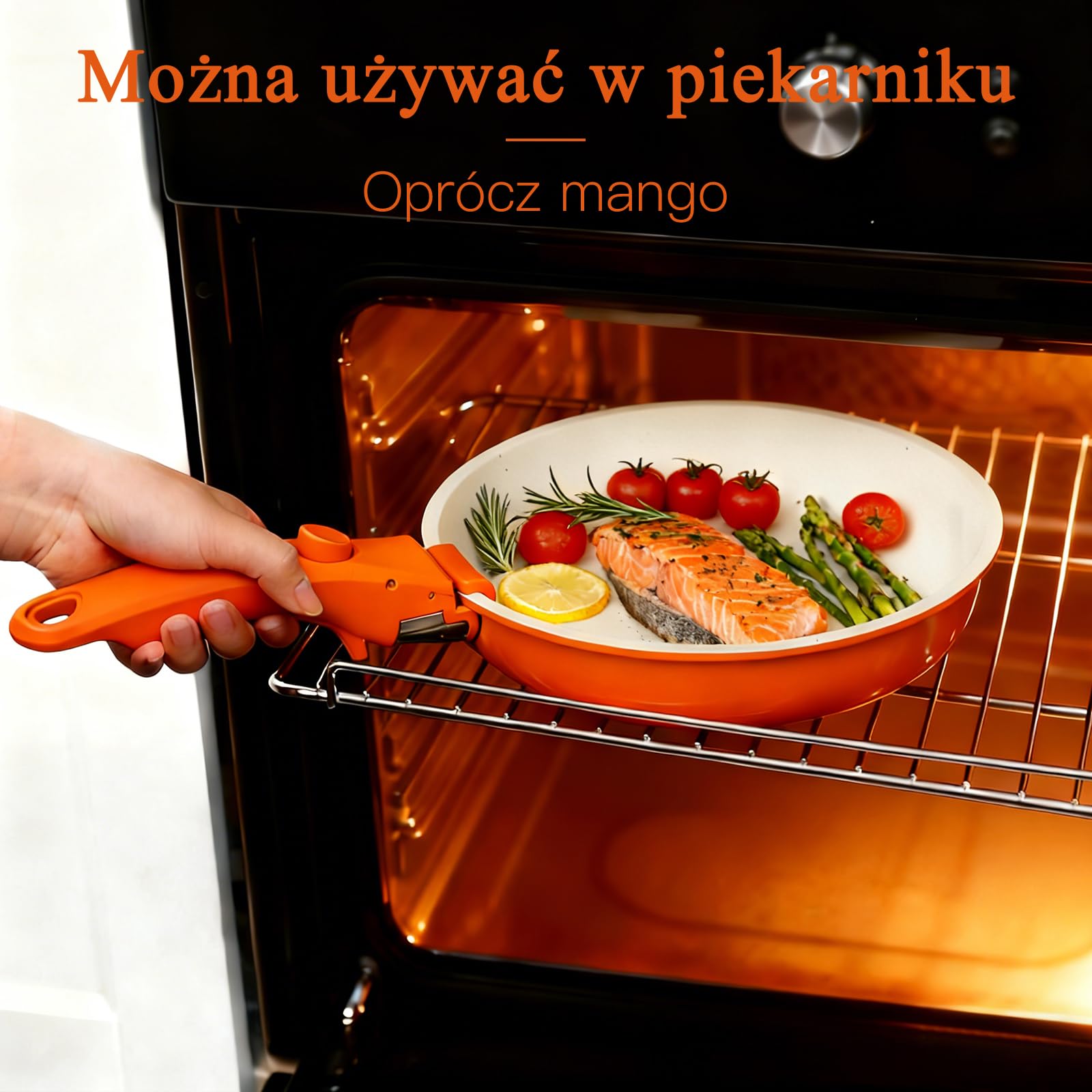 GiPP 5 Sztuk Patelni z Powłoką Nieprzywierającą do Indukcji, Pomarańczowy, Odłączany Uchwyt, Aluminium