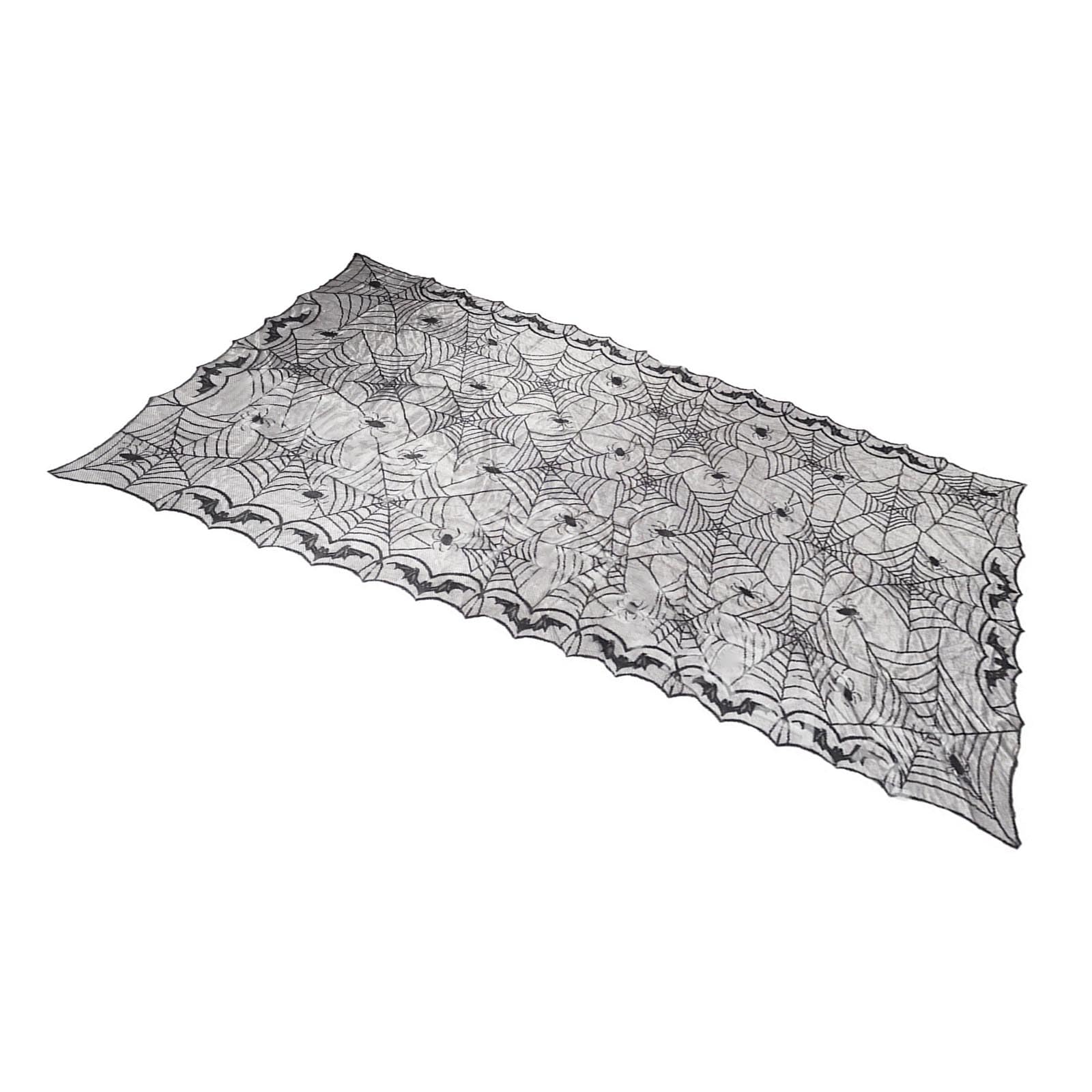 Buxuaaaa Black Sophisticated Lace Table Cover With Spiderweb And Bat Embellishments For Event Setups Parties Halloween Decorations Youthful Personality Decors