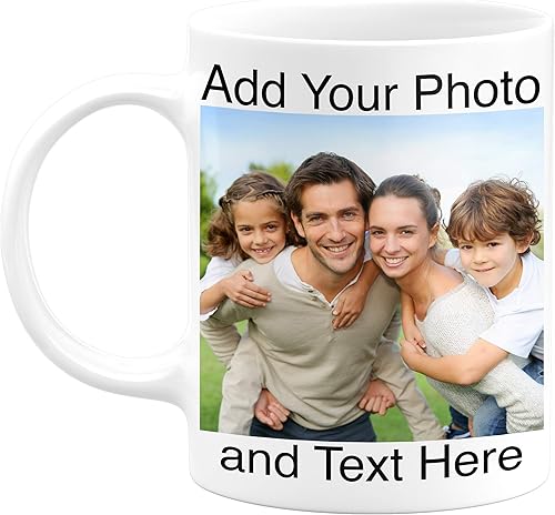 Taza de café con foto personalizada, personalizada con foto y texto, taza blanca personalizable de cerámica de 11 onzas, regalo divertido y