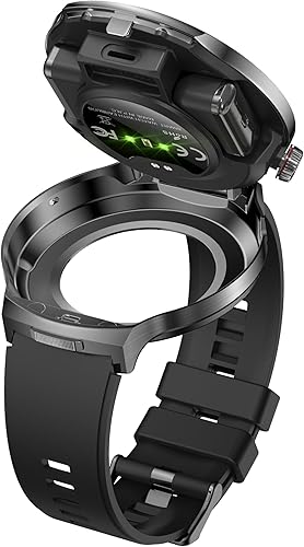 Miniatura 3 de Reloj inteligente con auriculares Bluetooth, pantalla HD redonda de 1.85 pulgadas, estilo militar, resistente al agua IP67, más de 100 modos