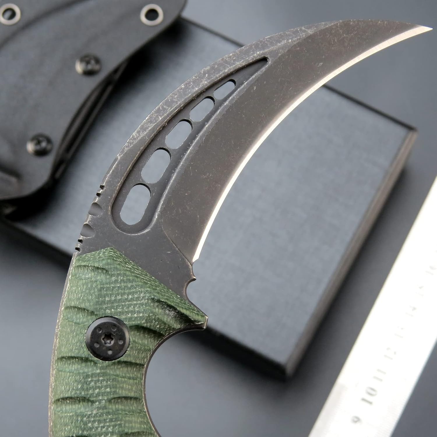 C1112 Fixed knife,Fixed Blade Knife,D2 Steel Blade +G10 Handle Outdoor Camping Knives,EDC Tool Knifes with Kydex Sheaths(Green)